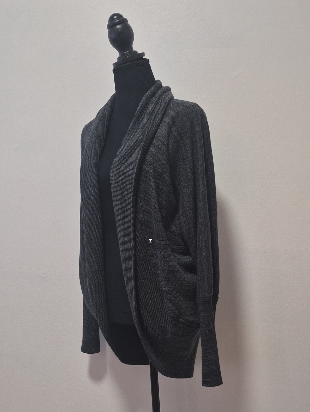 Wilfred Women's Dark Gray Open-Front Ribbed Cardigan Sweater